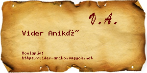 Vider Anikó névjegykártya
