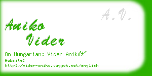 aniko vider business card